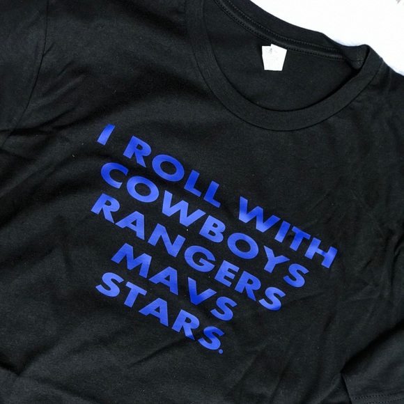 New men black shirt sleeve tshirt, size large. Cowboys Mavericks Rangers Stars - Picture 2 of 5